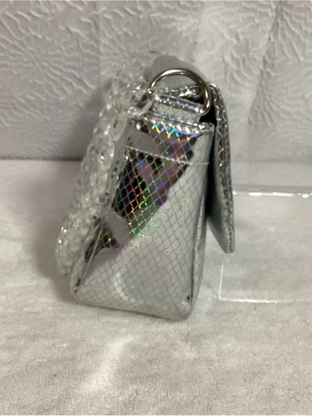 Disney Store Silver Reflective FROZEN Elsa Shoulder Bag EUC Holographic Cute